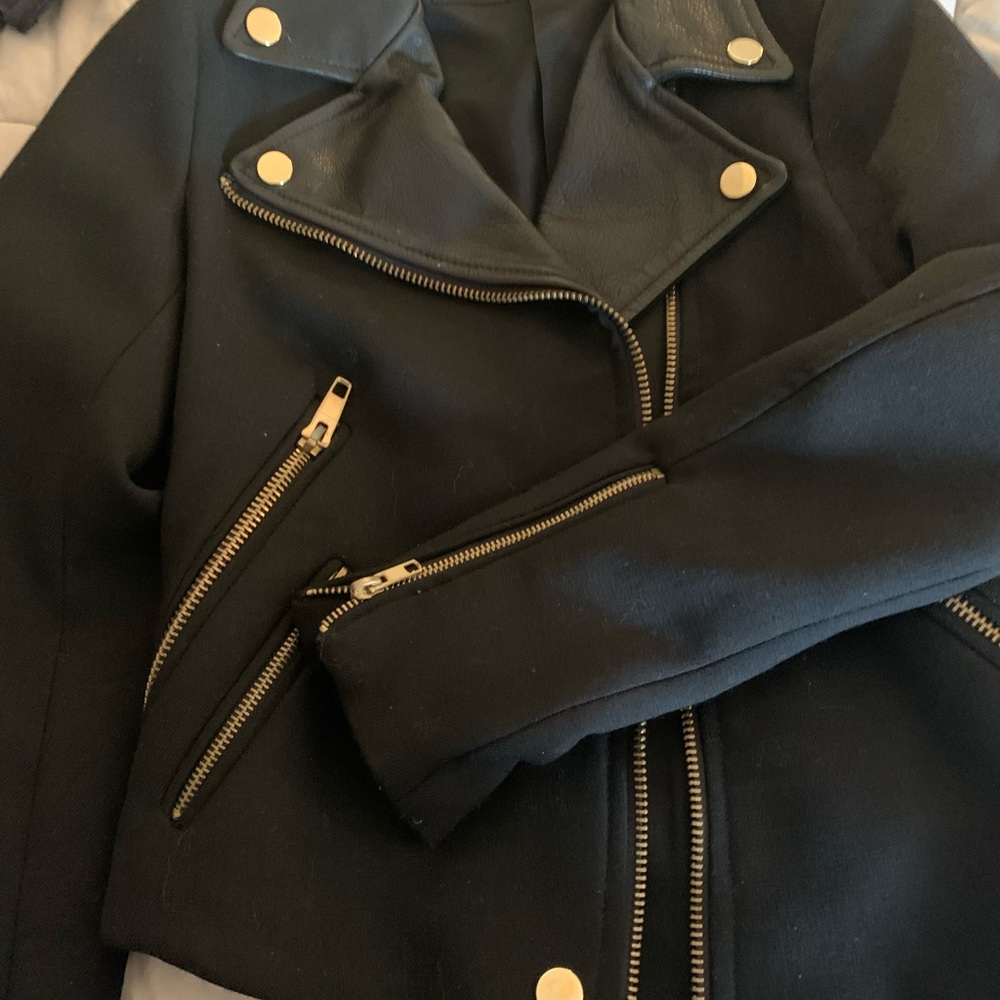 Zara Leather and wool Moto Jacket